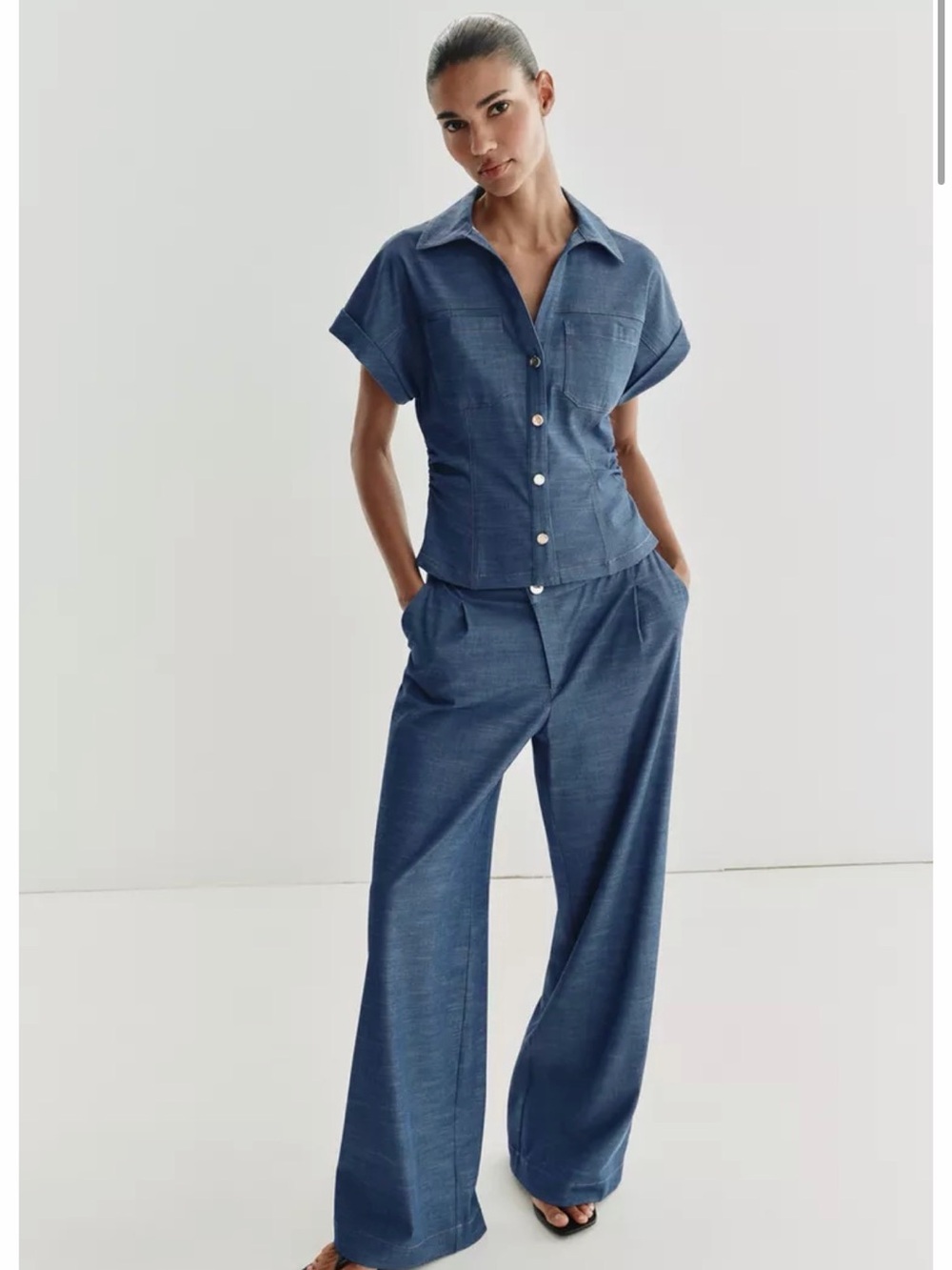 Women's Blue Wide-Leg Pants